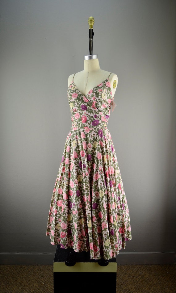 Beautiful floral cotton sundress size medium pink and green