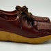 1970s Famolare wedges size 7 lace up oxblood leather wavy rubber wedge Comfy 70s Hipster