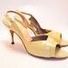 Pale yellow early 60s patent leather heels Sling back Peep toe Bombshell Pin Up VLV size 9 size 10