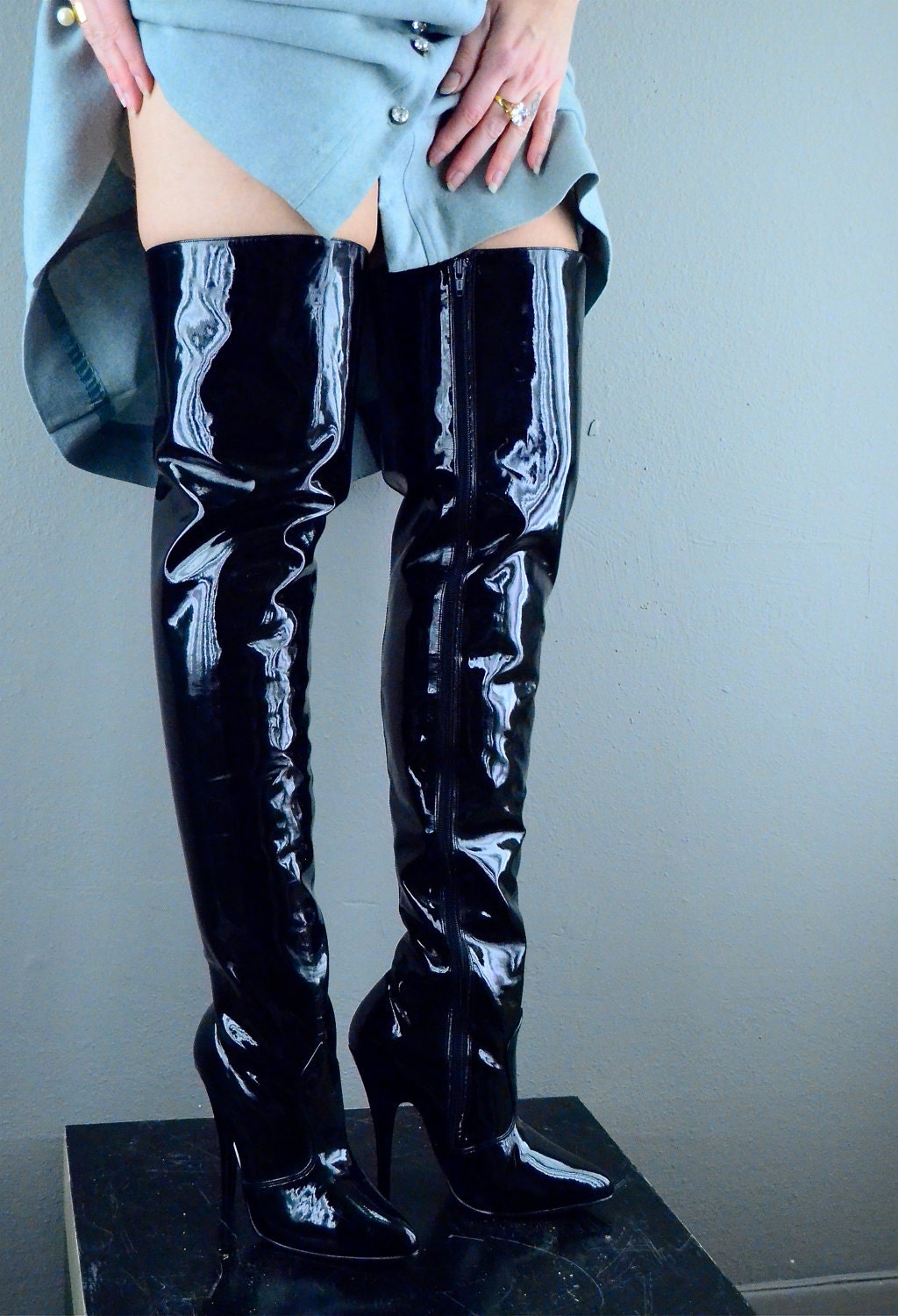 Thigh High Boots Patent Leather Boots Lady Ga Ga 2600