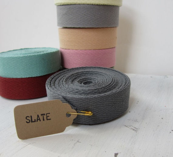 Slate Gray Twill Tape Ribbon 3/4 inch wide Cotton Twill
