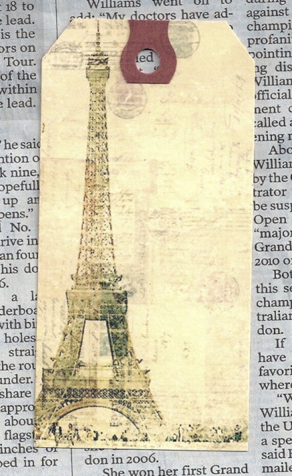French Hang Tag Eiffel Tower-12 Large or by GreenRidgeDesigns