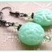 Menthe Dangle Earrings - Czech Glass Brocade and Swarovski Crystal on Black - Louisiana