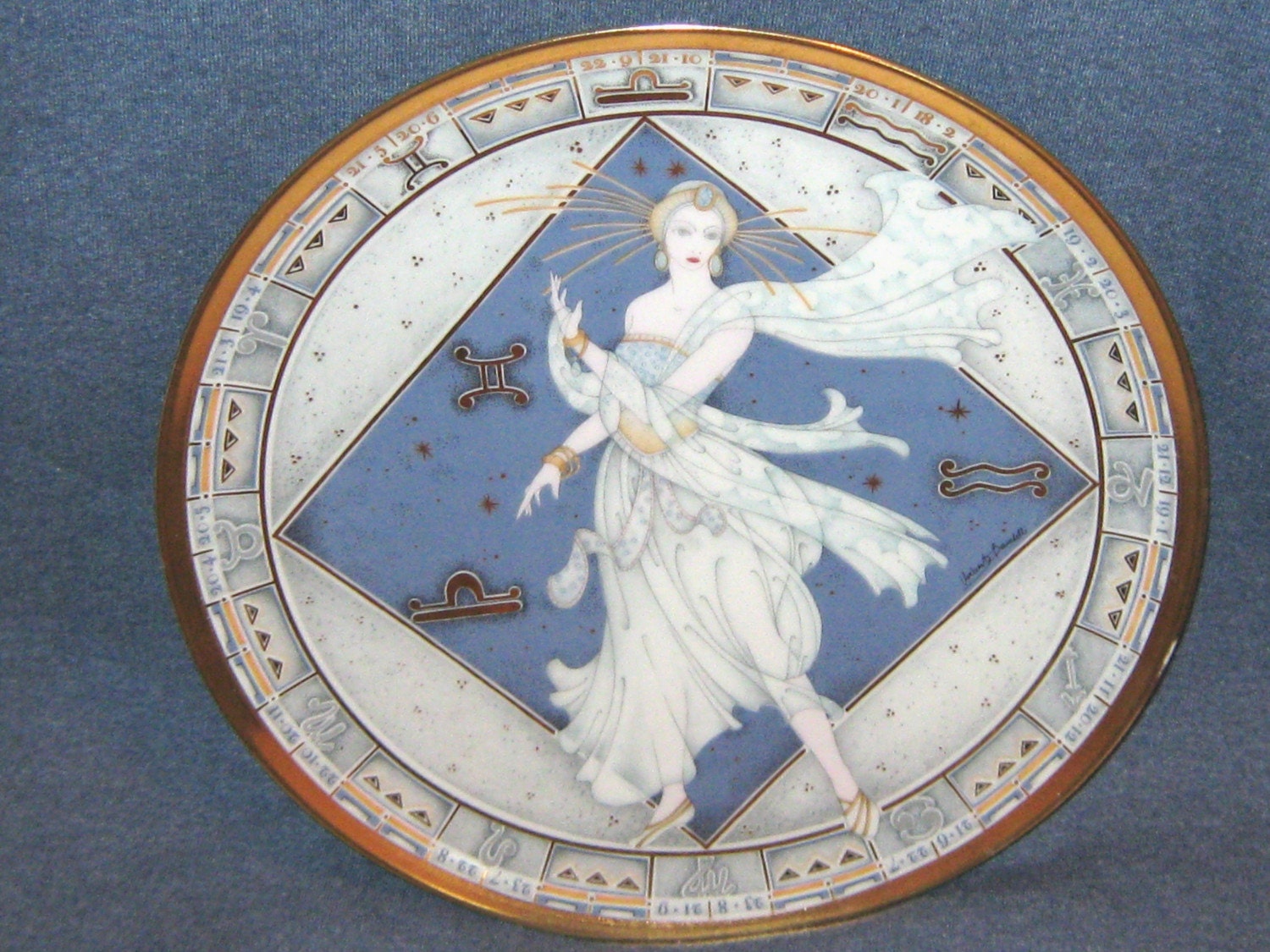 SALE Vintage Zodiac Plate Porcelain Decorative Plate Signed