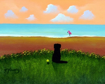Black Lab Dog Art PRINT Todd Young painting BEACH