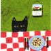 Black Cat SPAGHETTI CAT abstract folk art print by Todd Young