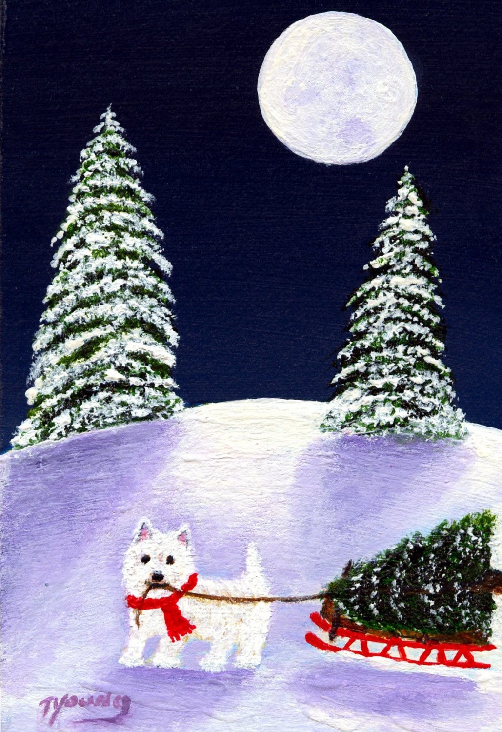 westie christmas tree limited edition reproduction art print westie christmas tree limited edition reproduction art print