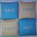 Cornhole Bags Wedding Personalized Date Couple Initials Set of 8 Bags Turquoise and Gray