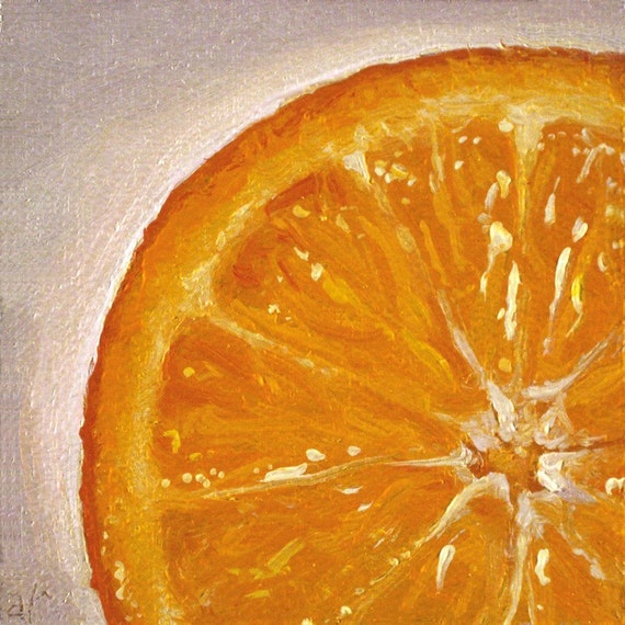 Orange Slice No. 4 Original Daily Oil Painting by Abbey Ryan