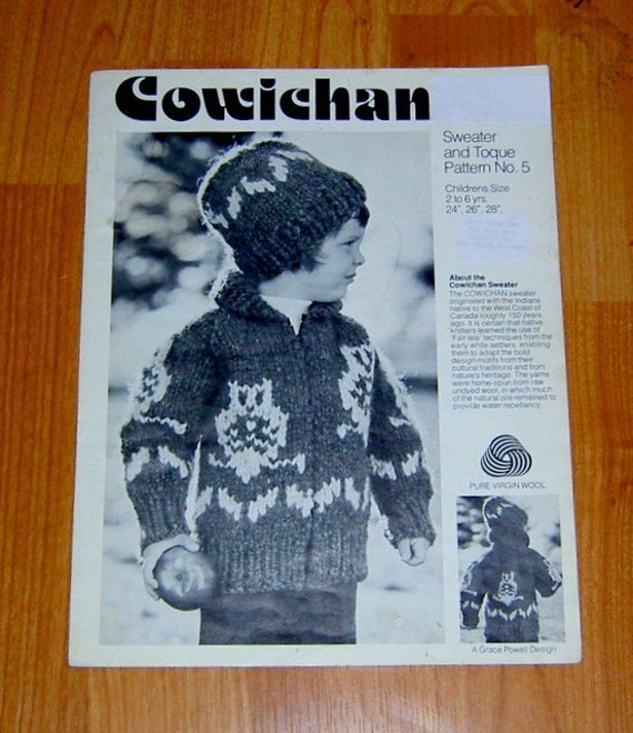 Cowichan sweater knitting pattern Children OWL design outdoors