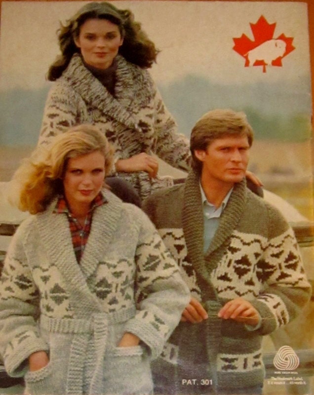 COWICHAN Sweater Knitting Pattern Wrap Around by raincoaststudio