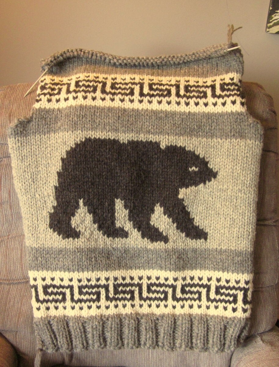COWICHAN Sweater Knitting Pattern BEAR Adult from Raincoaststudio on