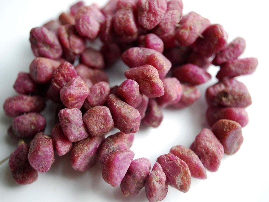 Unpolished Natural Ruby Nugget Beads 10MM PK10