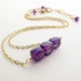 SALE amethyst necklace, gemstone necklace, gold necklace, gold amethyst necklace, amethyst cubes, simple gemstone necklace