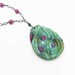 gemstone pendant necklace, carved ruby in fuchsite, ruby, and sterling silver one of a kind - "Monet's Garden"