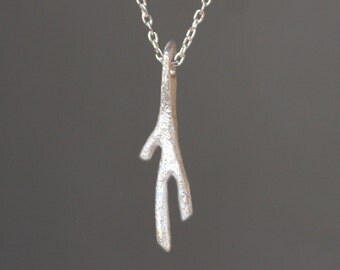 Tiny Single Branch Necklace in Sterling Silver