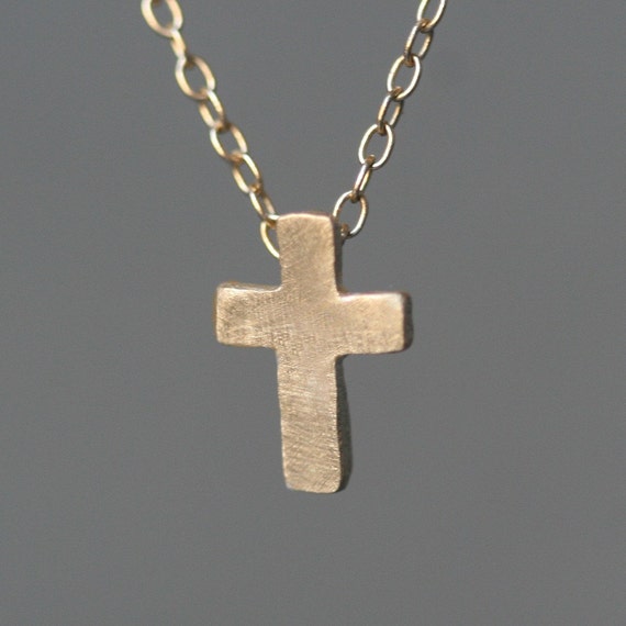 Small Cross Necklace in 14k Gold