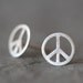 Peace Sign Stud Earrings in Sterling Silver