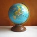 1945 Vintage Metal Globe : Replogle Faux Bois 8 inch Industrial Decor