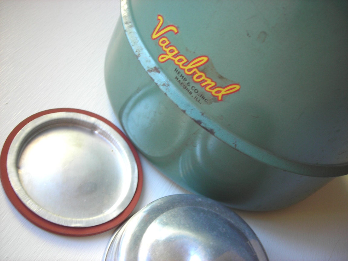 Vintage Camping Thermos Vagabond Metal Cooler