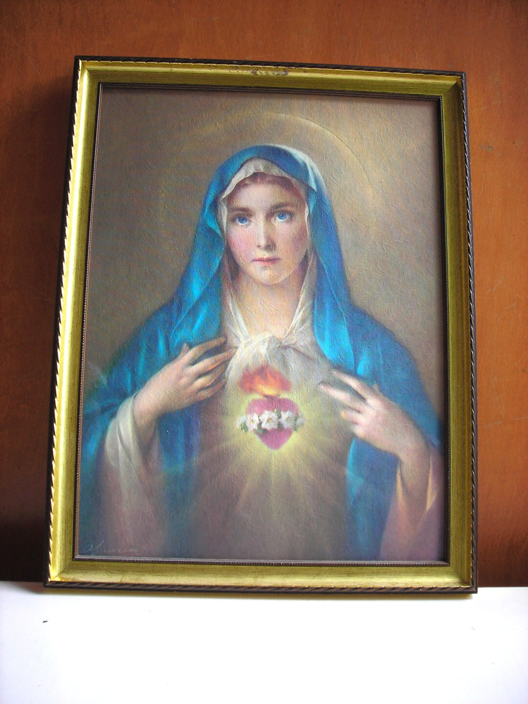 Vintage Religious Art Sacred Heart of Mary Virgin Mary Art