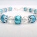 Tiffany Blue Pearl Beaded Bracelet, Bridesmaid Bracelet, Single Strand Bracelet, Pearl and Crystal Bracelet by Kim Smith