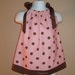 Pink with Chocolate Brown Polka Dot Pillowcase Dress Halter Dress or Top Monogram size 3 6 12 18 month mo 2T 3T 4 5 6
