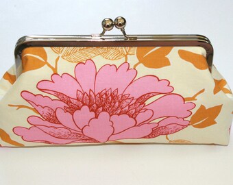 Pink Wedding Bridesmaid Gift, Bridesmaid Clutch, Wedding Party Gifts, Pink Peony Clutch Purse