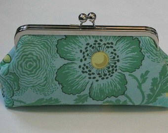 Green Floral Clutch Purse, Mint Bridesmaid Clutch, Bridal Clutch, Wedding Clutch - SALE