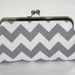 SALE -Chevron Clutch Purse/Gray White Chevron Clutch/Grey Chevron Bridesmaid Clutch- Lined in CORAL
