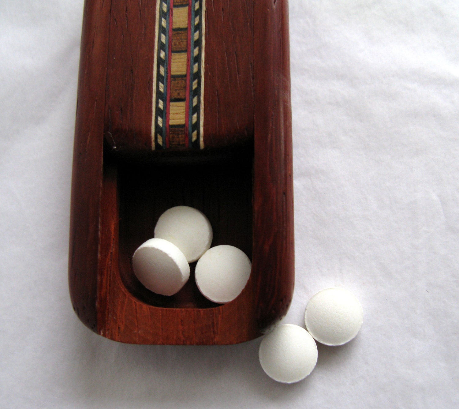 wood inlay sliding top handmade pill box