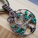 Daydream Garnet and Emerald Tree of Life Dreamcatcher Copper Wire Weave Wrapped Antiqued Pendant Necklace Suede Cord