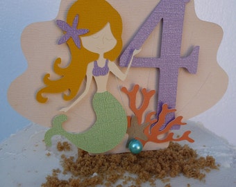 Mermaid Cake Topper - Under the Sea Theme Beach Pool Party - ANY Colors - Mermaid Birthday Decorations - Smash Cake Topper - Little Mermaid