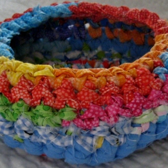Happy Scrappy Rag Basket Crochet Fabric Strips