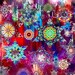 Artist Made FQ Panel Plum Kaleidoscope Fiber Art Quilting Fabric