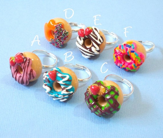Donut ring C LAST ONE doughnut ring polymer clay by yifatiii