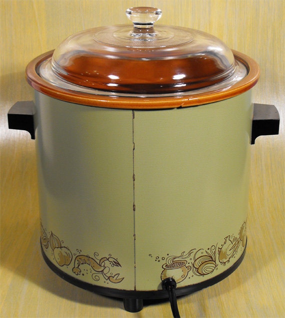 Vintage 1970s Rival Avocado Green 3 1/2 Qt. Crock Pot Slow