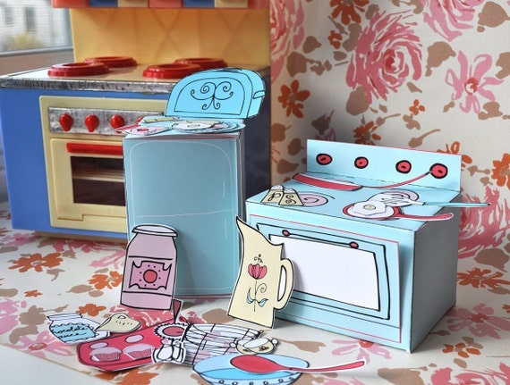 Mini-Play Toy Paper Kitchen PDF Printable by emilyanndesigns