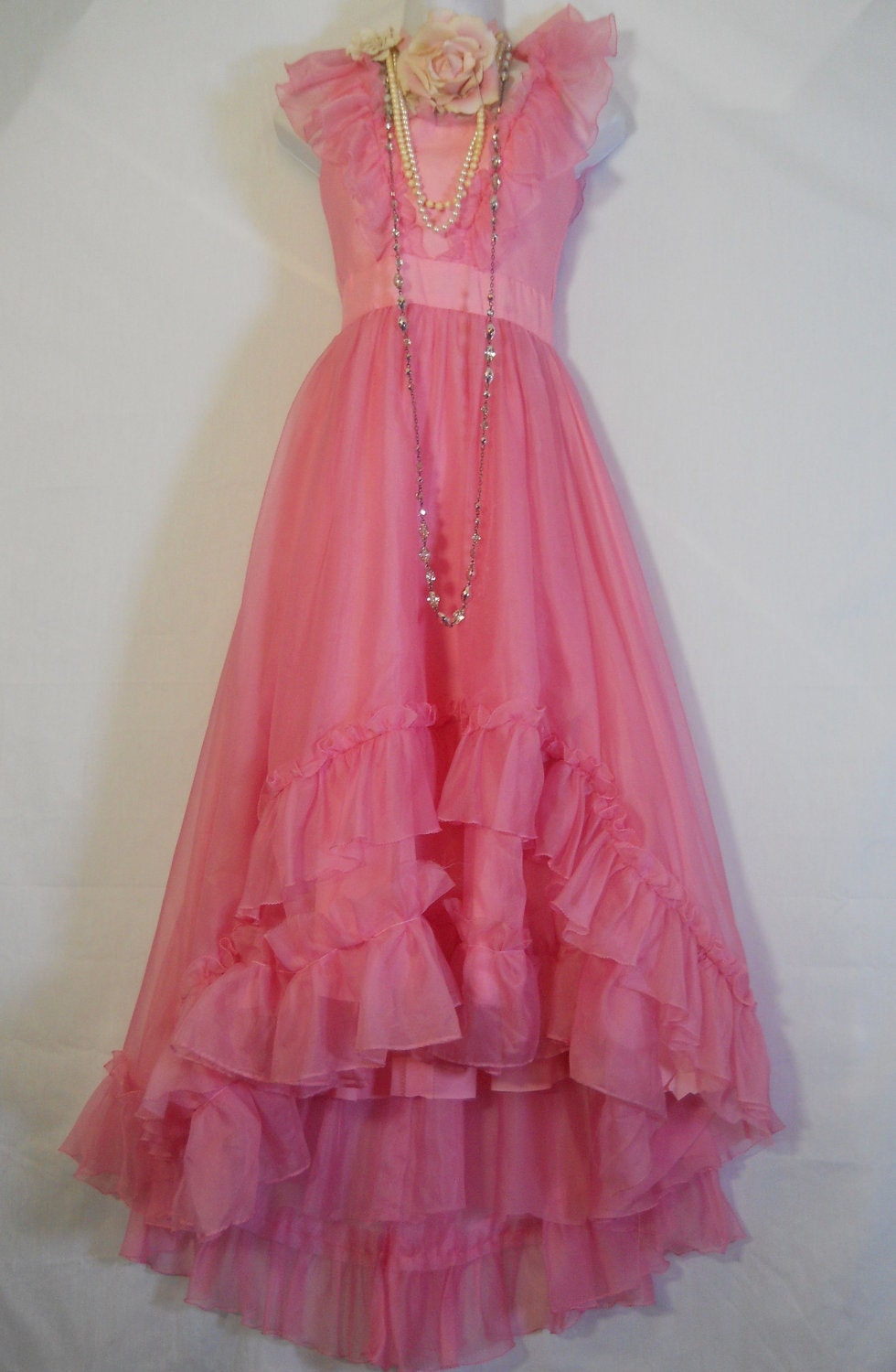 Pink ruffle dress ruffles vintage princess romantic prom