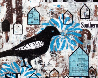 Original Mixed Media Abstract Collage - To Freeport