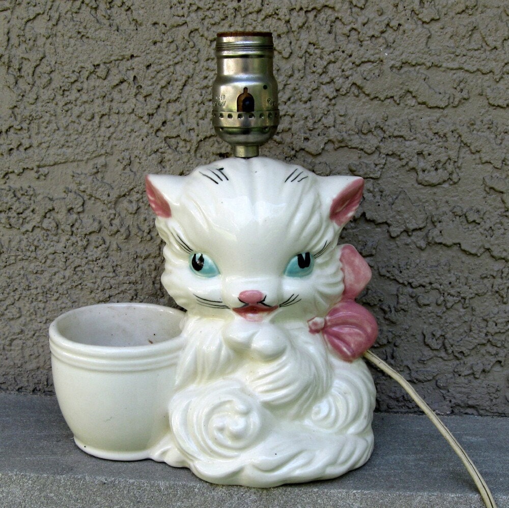 Vintage Cat Lamp from McCoy Pottery Planter by outofthepinksky