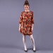 Vintage Burnt Flowers Mini Dress / Leaf Print Dress / M