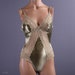 Vintage Rustic Green Body / Moss Scalloped Lace Teddy / S to M