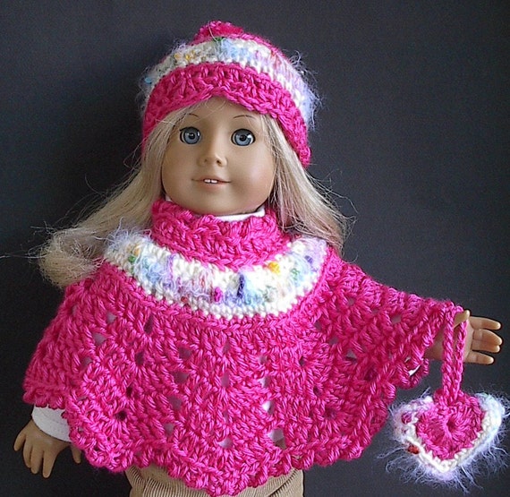American Girl Doll Clothes: Crocheted Poncho Set in Bright