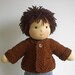 Waldorf Doll Clothes - Handknit Cotton Sweater with Pockets for 14 to 16 Inch Boy Doll - Clove Brown