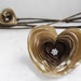 Brown and beige fabric heart brooches - set of two textile pins