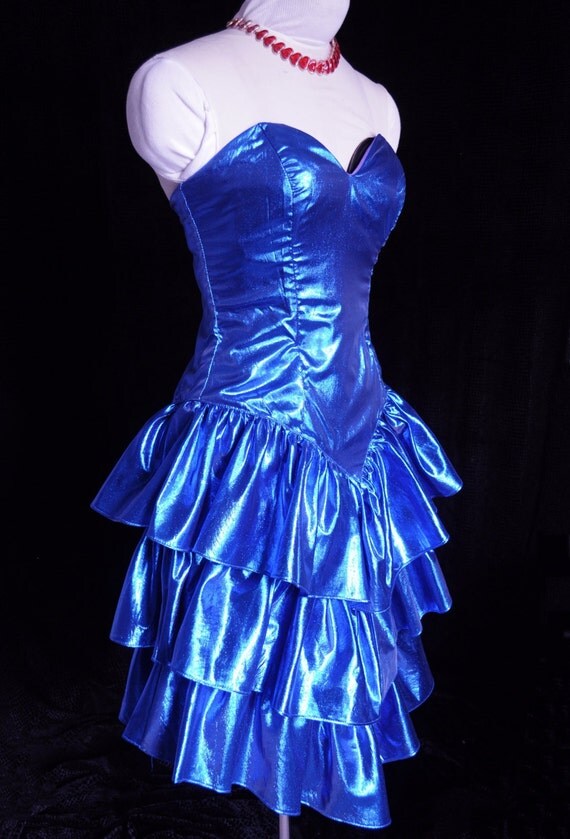blue metallic outfit