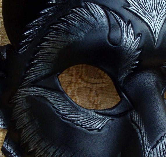 Black and Silver Wolf... Original Handmade Leather Wolf Mask