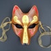 Brown and Gold Kitsune Mask...Handmade Leather Japanese Fox Mask