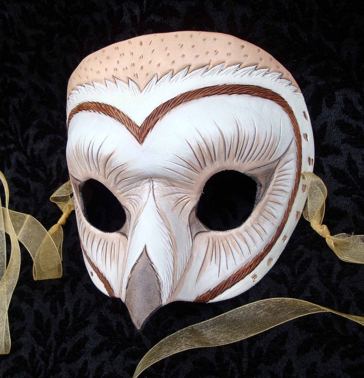 Barn Owl Mask... handmade leather mask